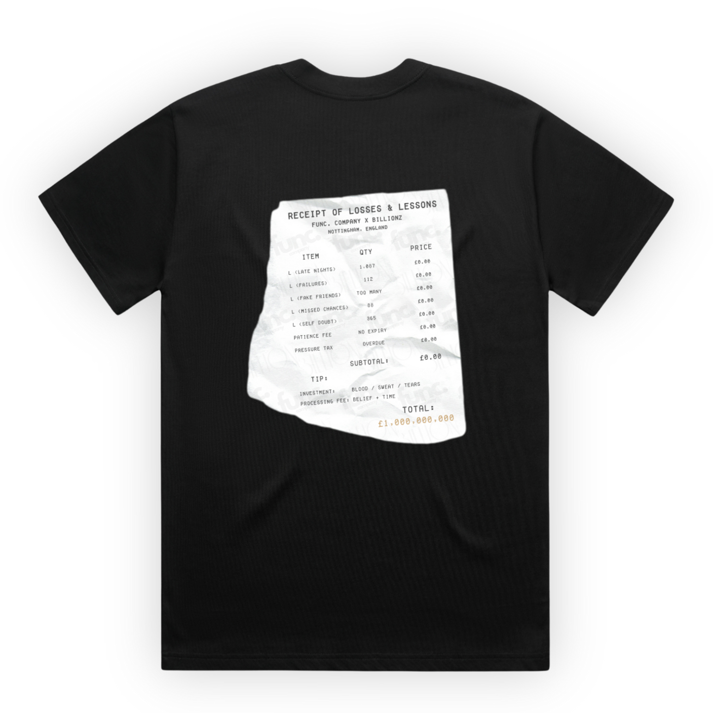 losses & lessons receipt tee | black