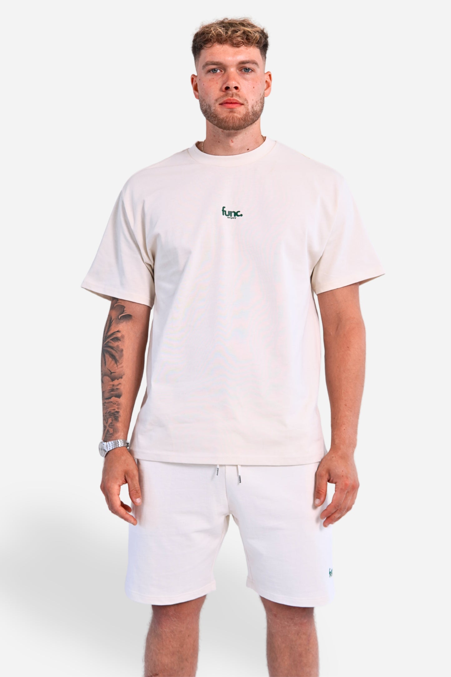heavy tee | ecru / green