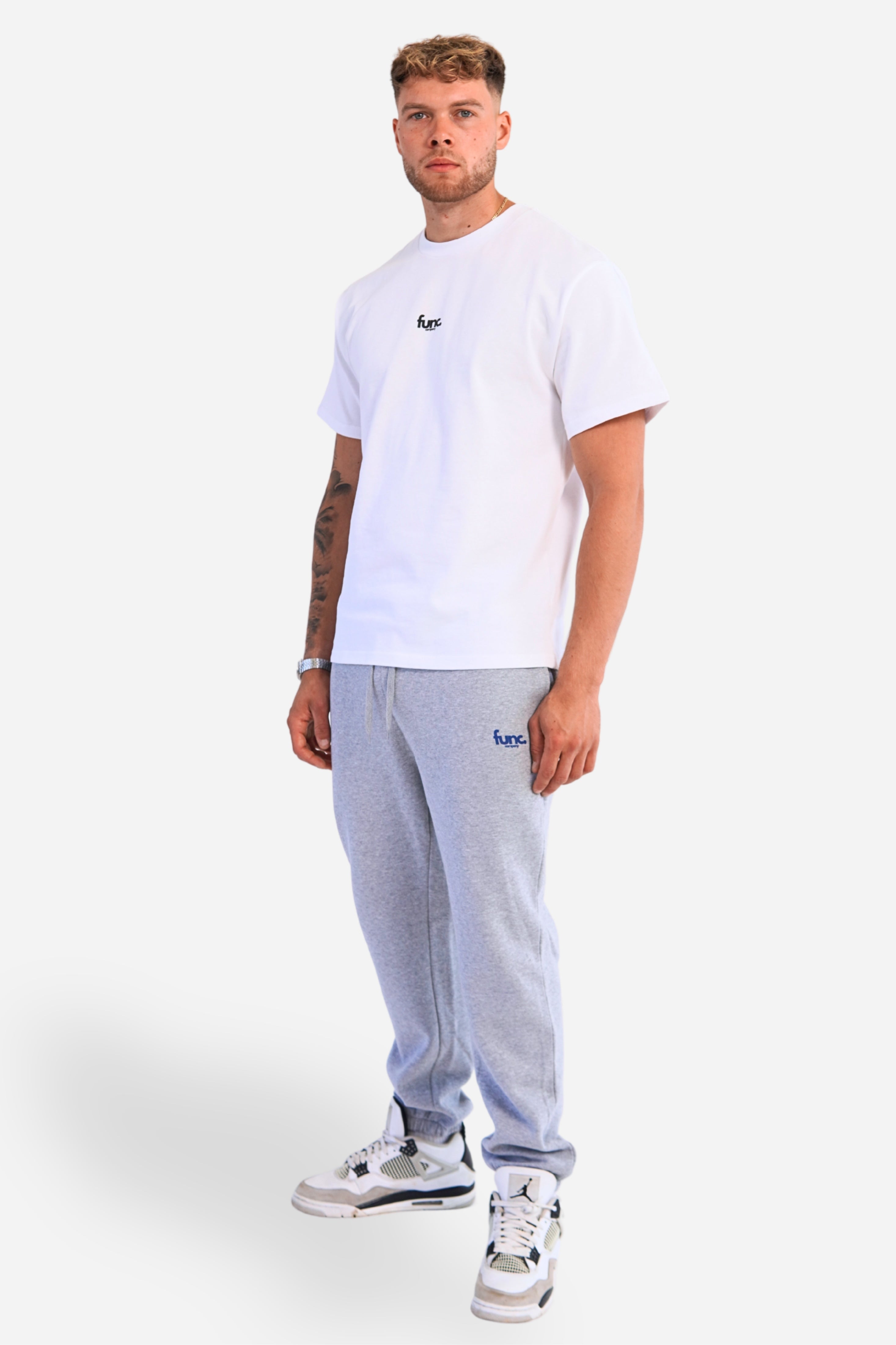fitted sweatpants | grey / cobalt