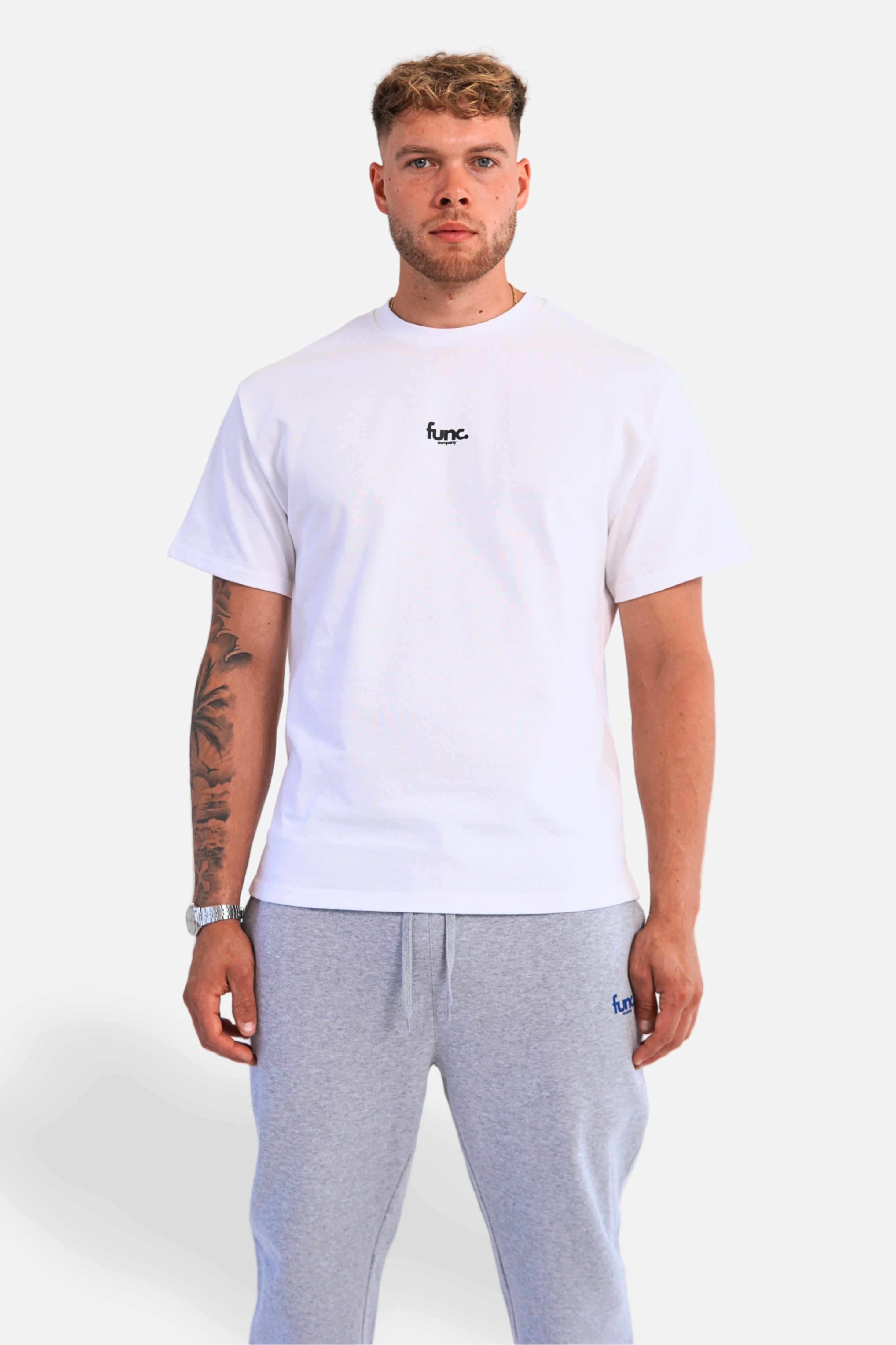 fitted sweatpants | grey / cobalt