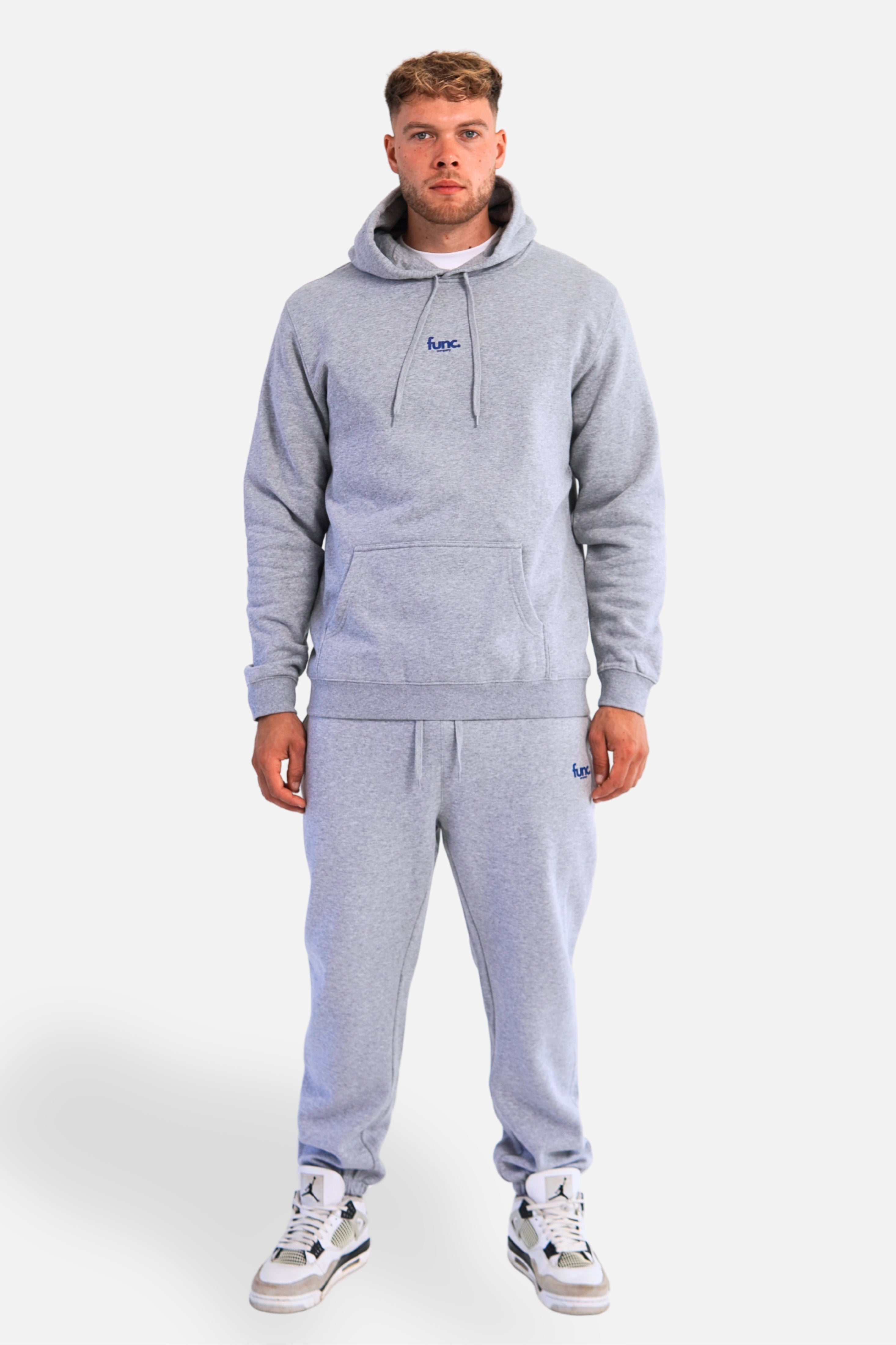 fitted hoodie | grey / cobalt