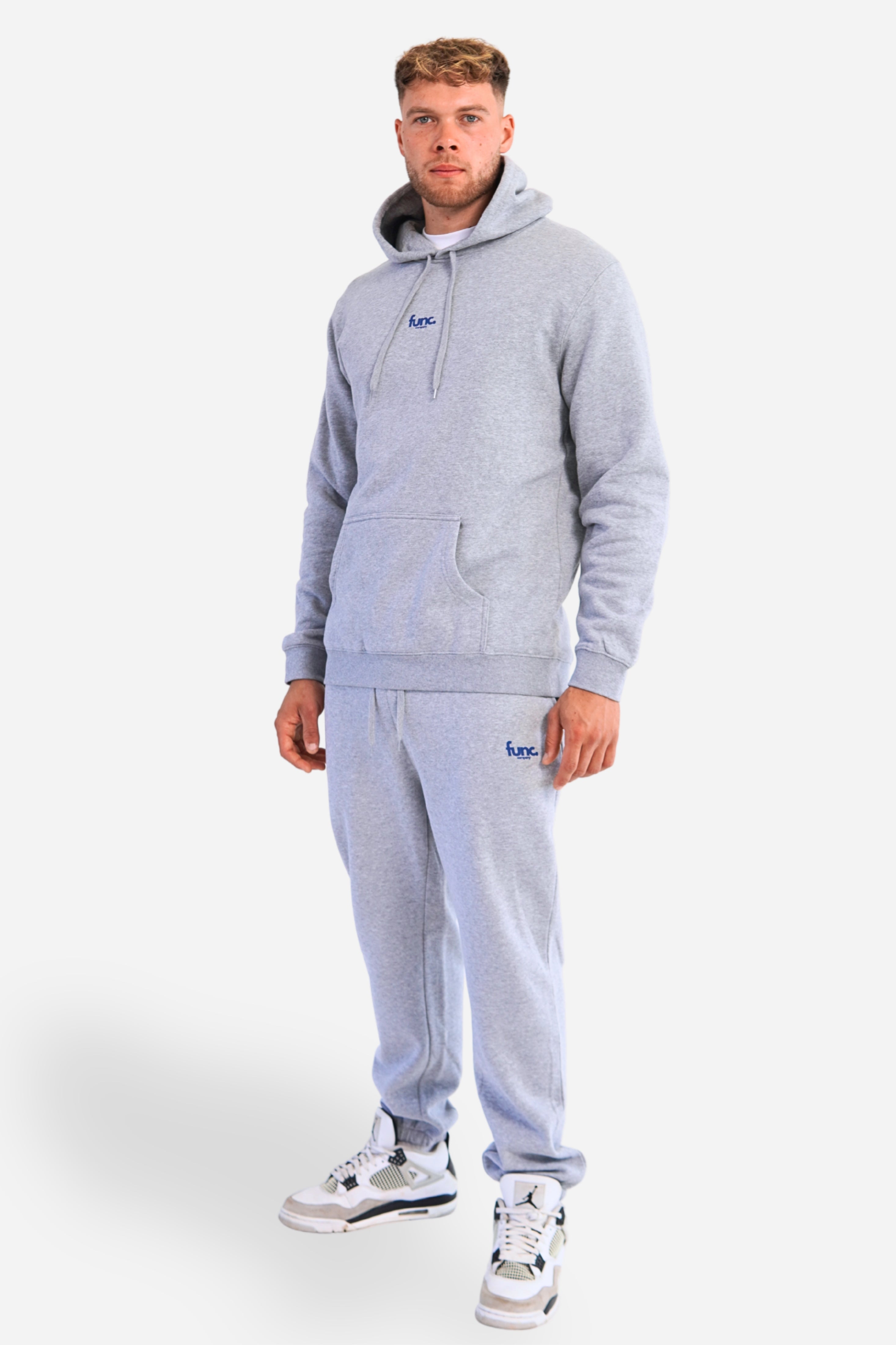 fitted hoodie | grey / cobalt