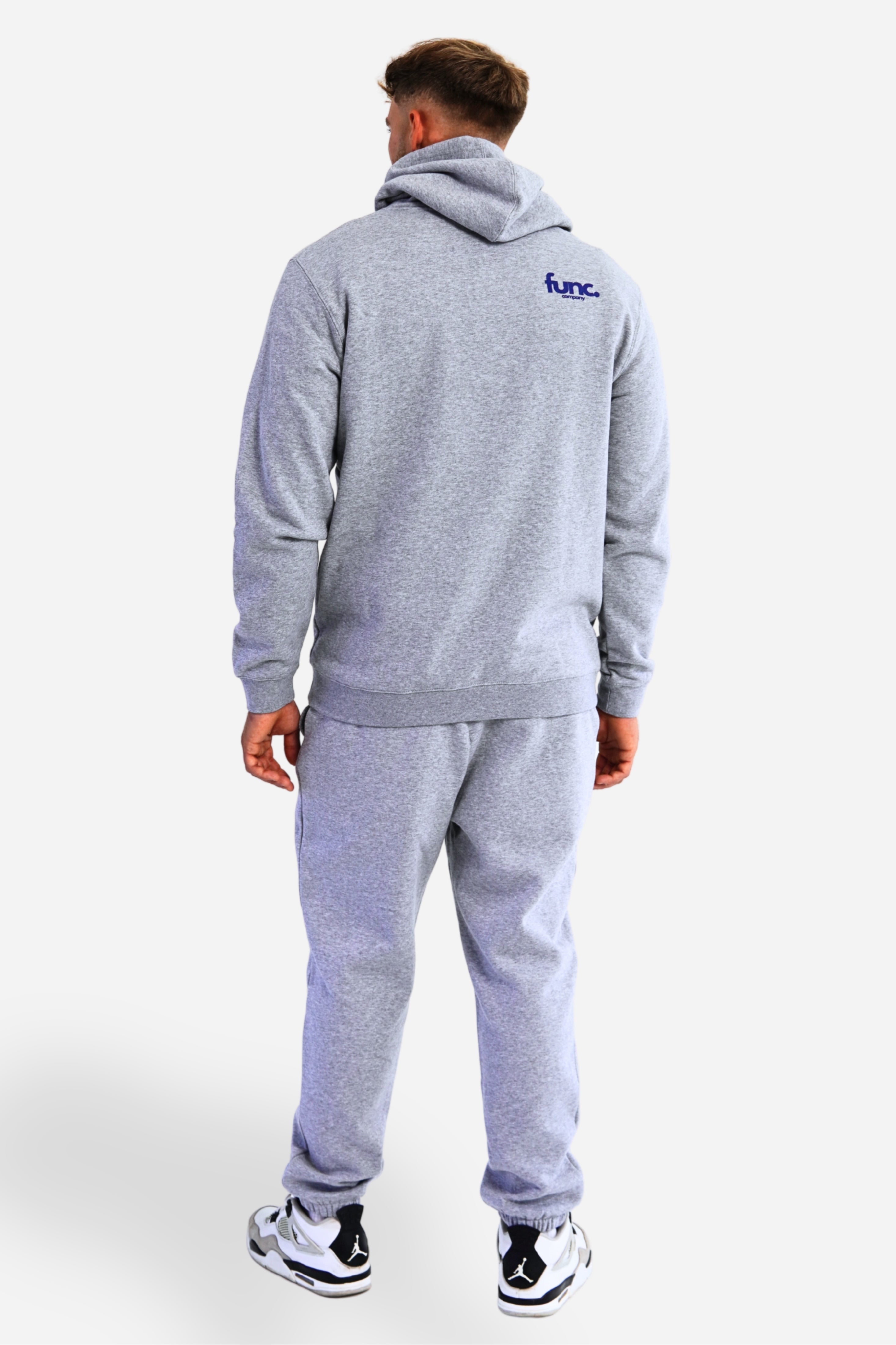 fitted hoodie | grey / cobalt