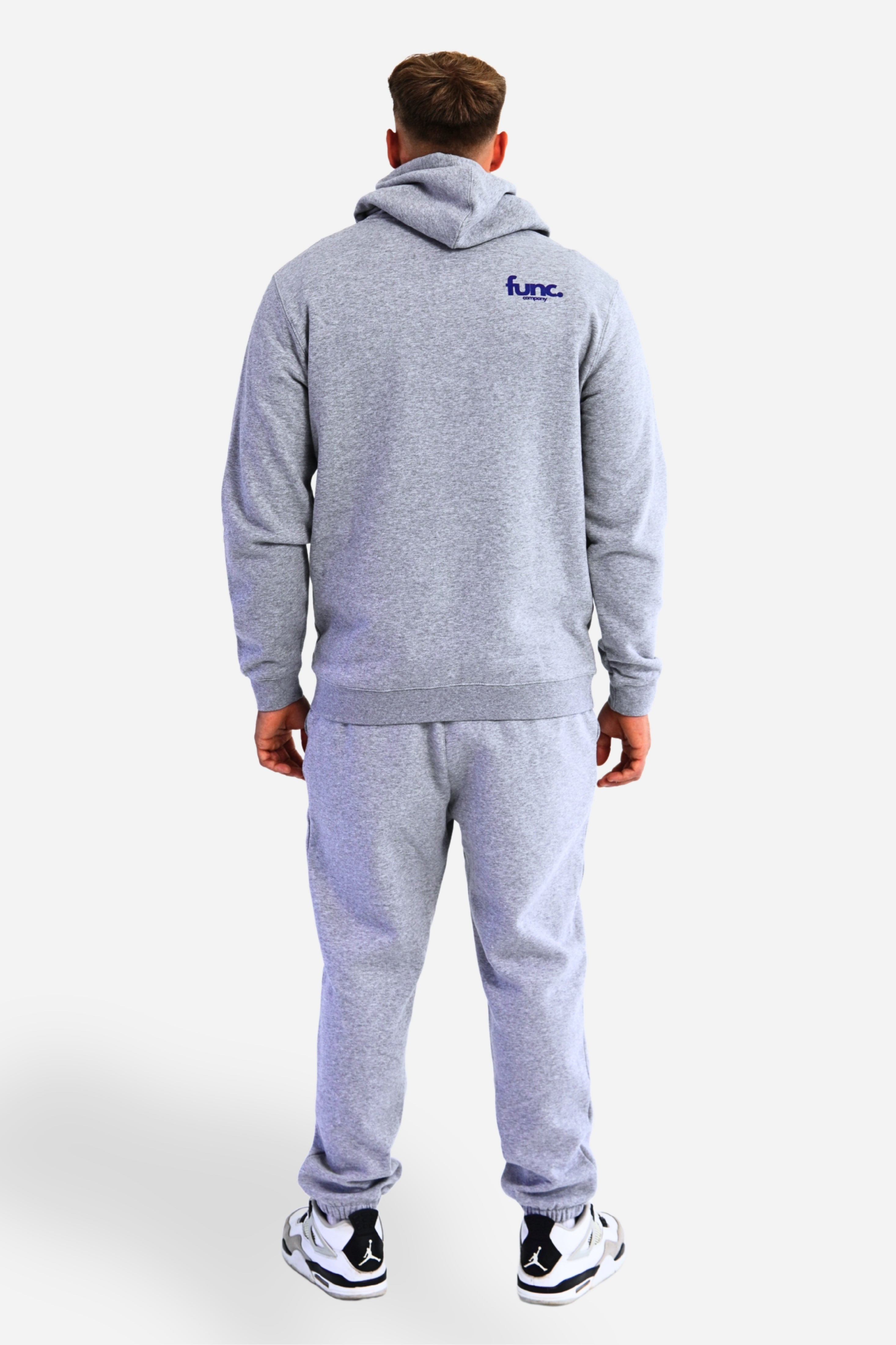 fitted hoodie | grey / cobalt