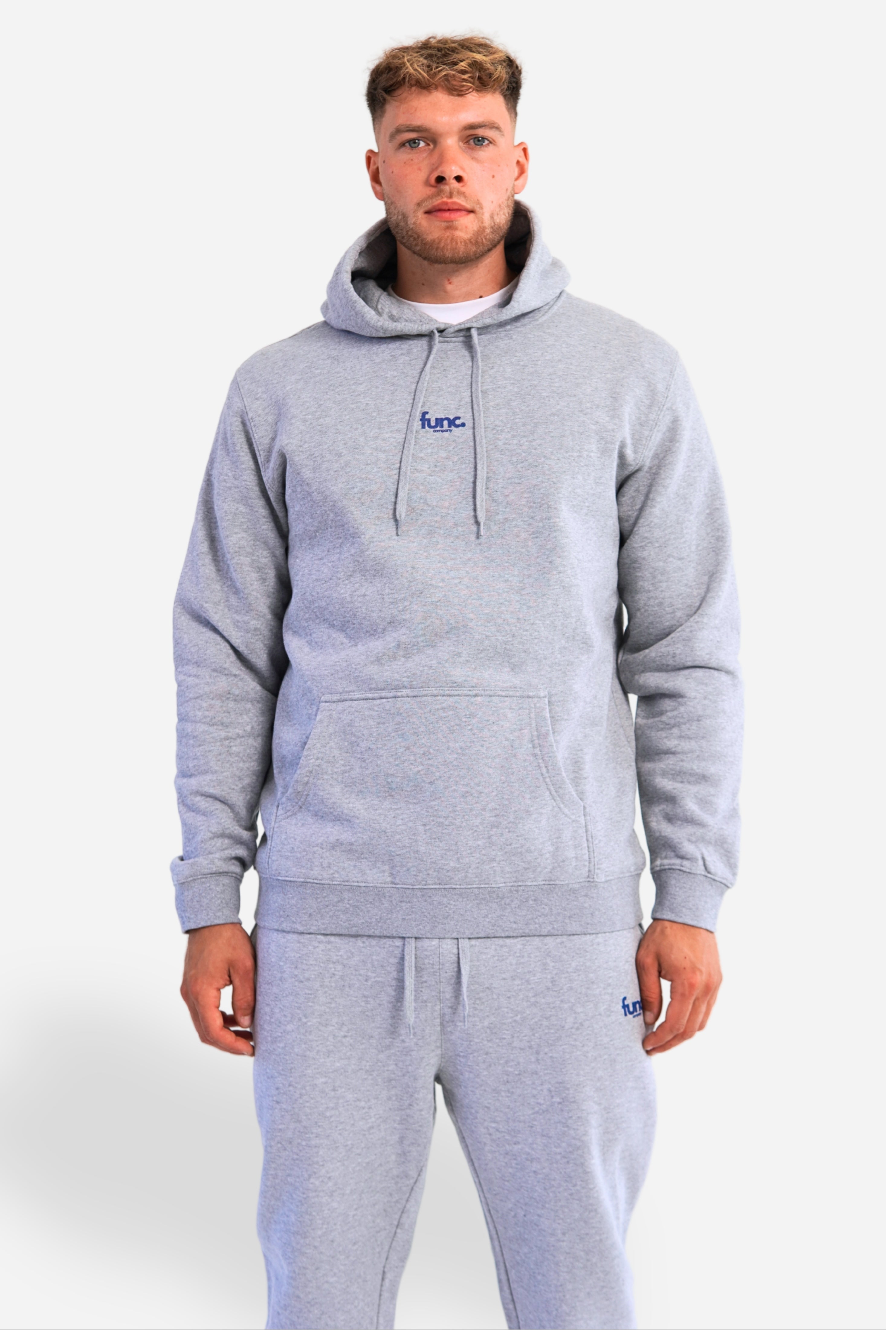 fitted hoodie | grey / cobalt