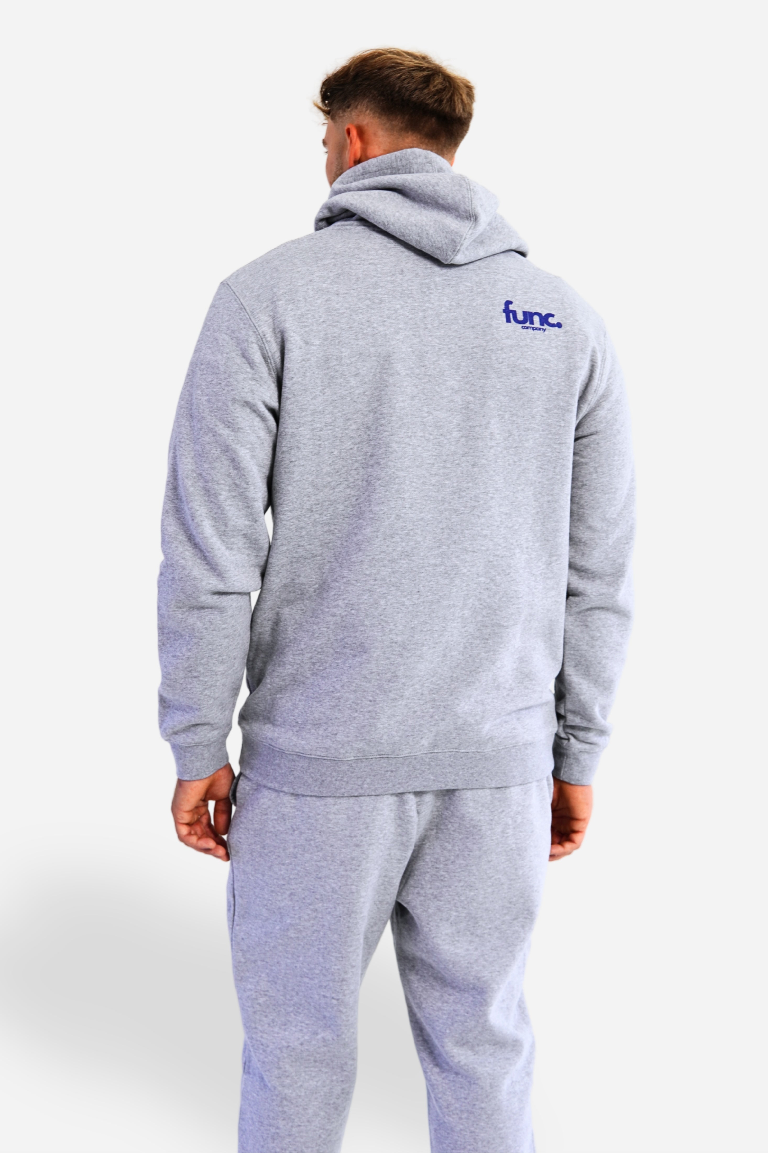 fitted hoodie | grey / cobalt