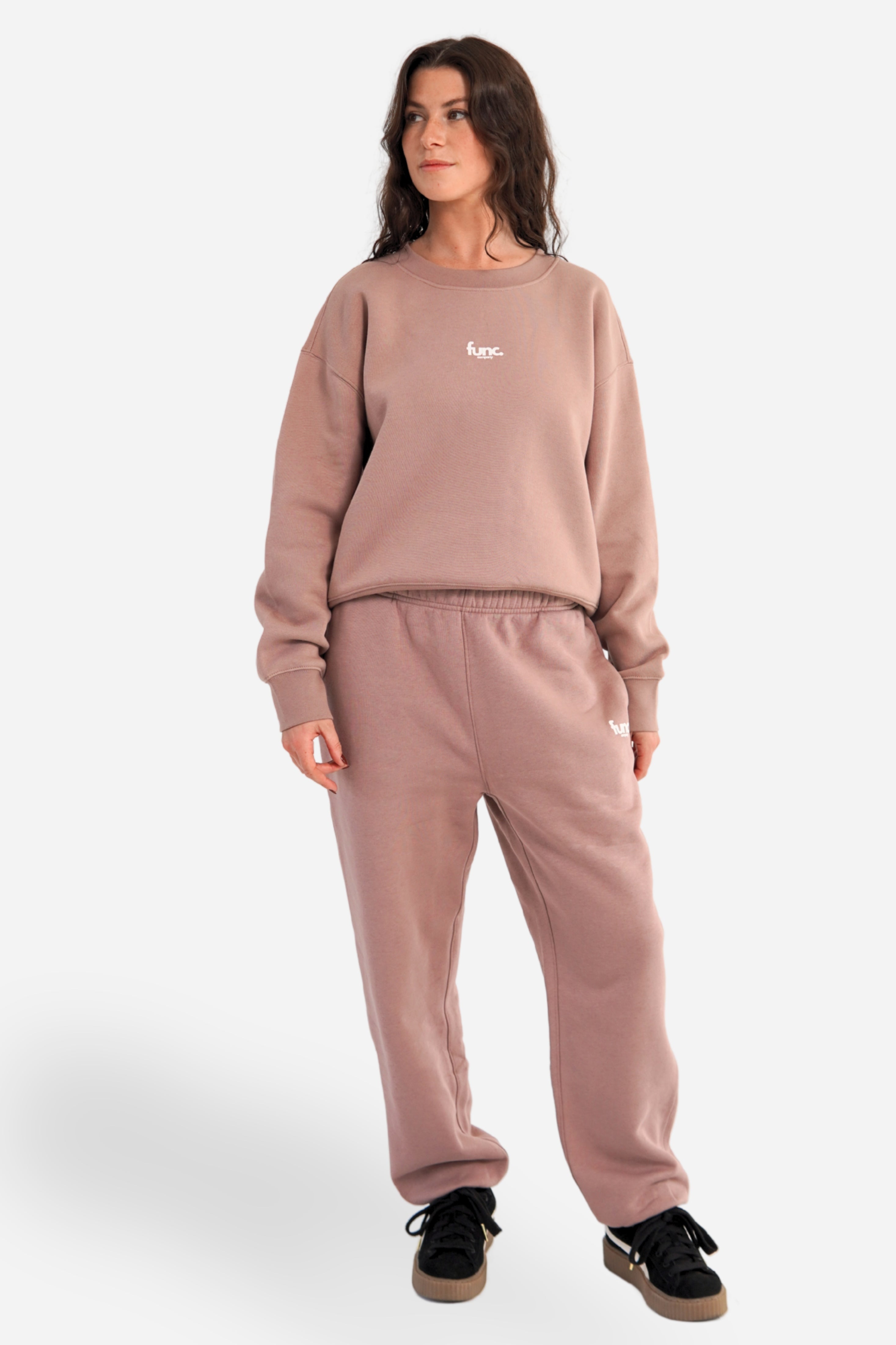 women's sweatpants | hazy pink / white