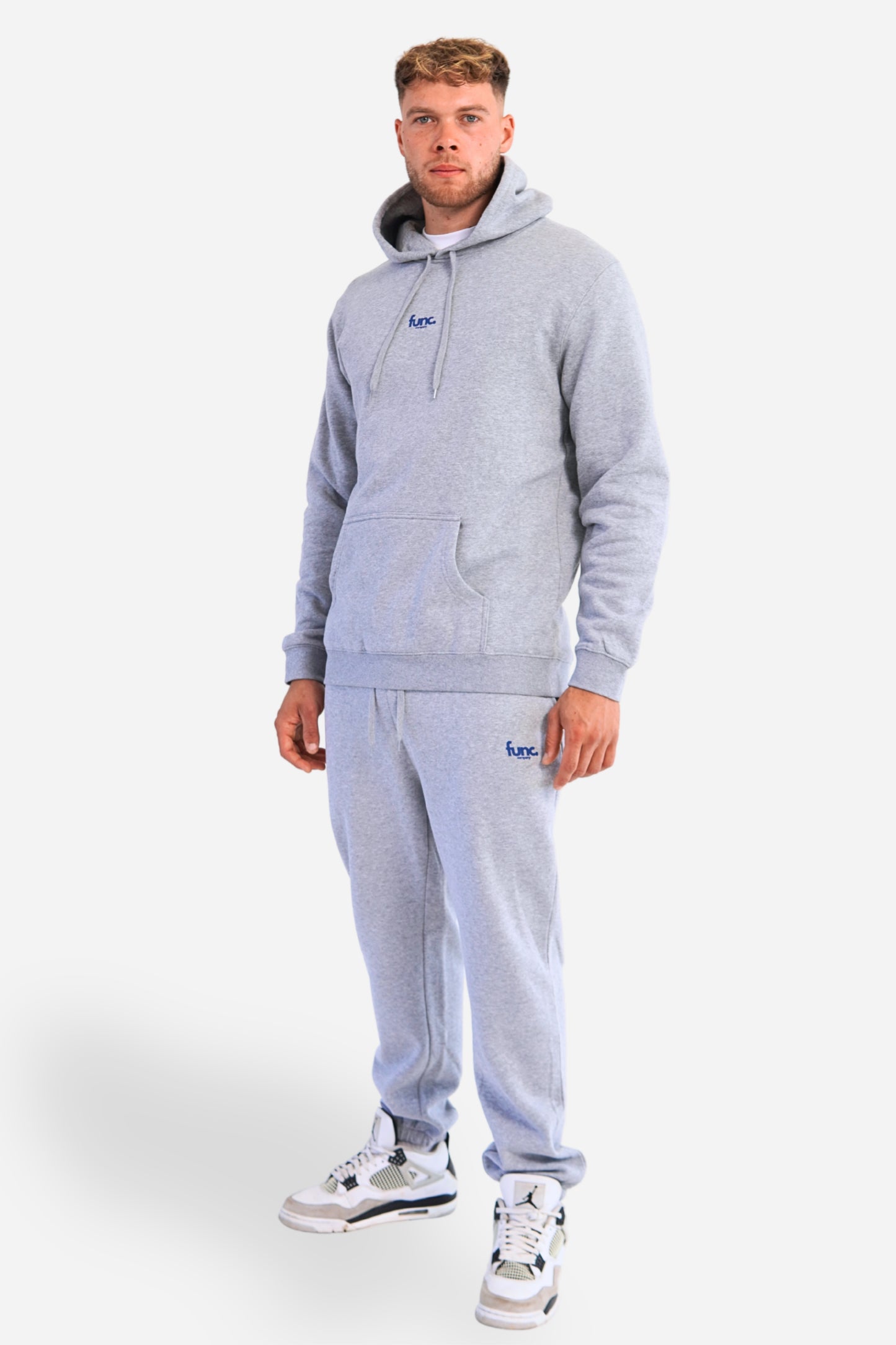 fitted hoodie | grey / cobalt